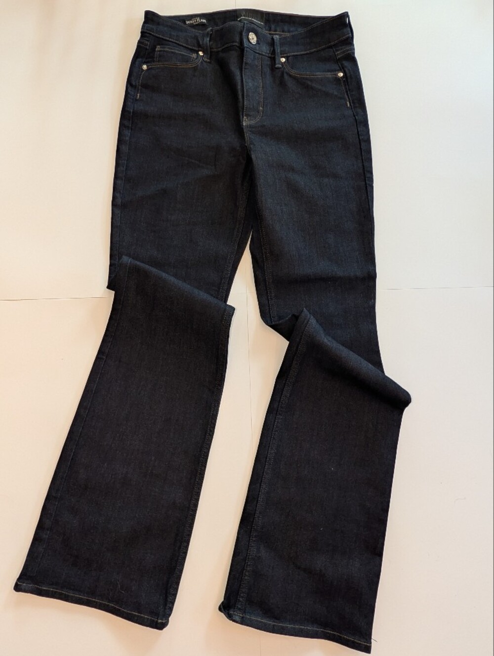 WHBM Dark Wash High Rise Skinny Flare Jeans, Size 4